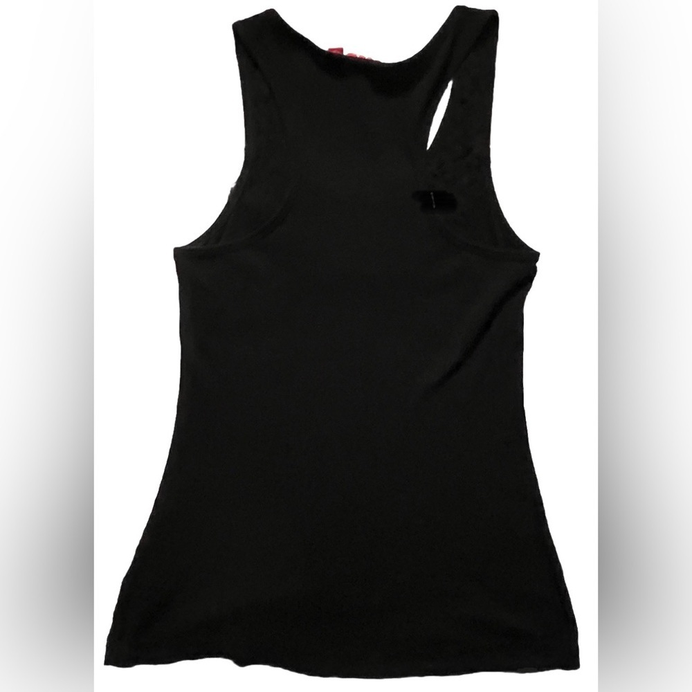 Elle Black Ruffle Front Ribbed Tank Top EUC M - Picture 8 of 9